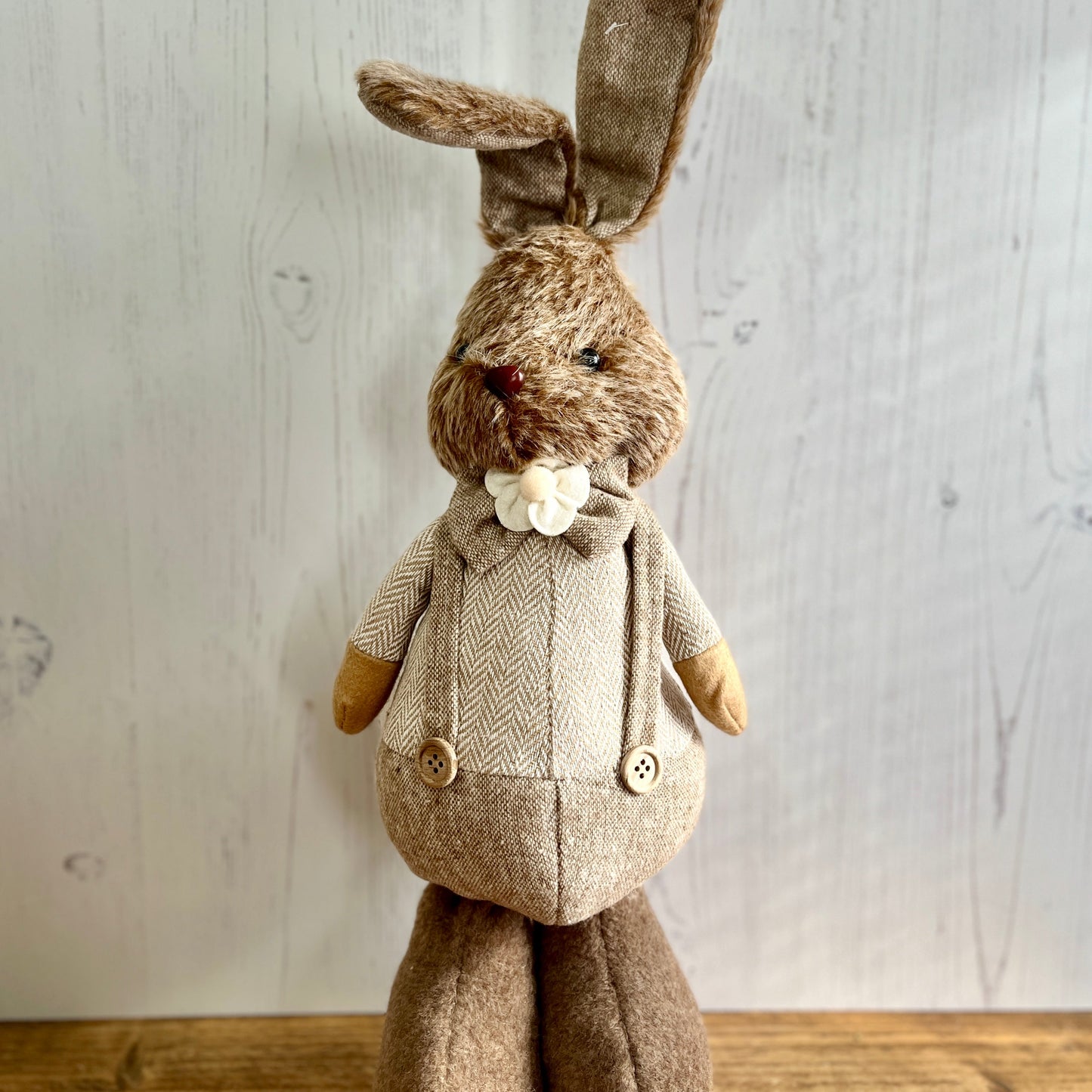 Freestanding Plush Bunny Figurine – Mr or Mrs Bunny, Rustic Easter Decor, Farmhouse Spring Ornament, Cute Plush Rabbit Decoration