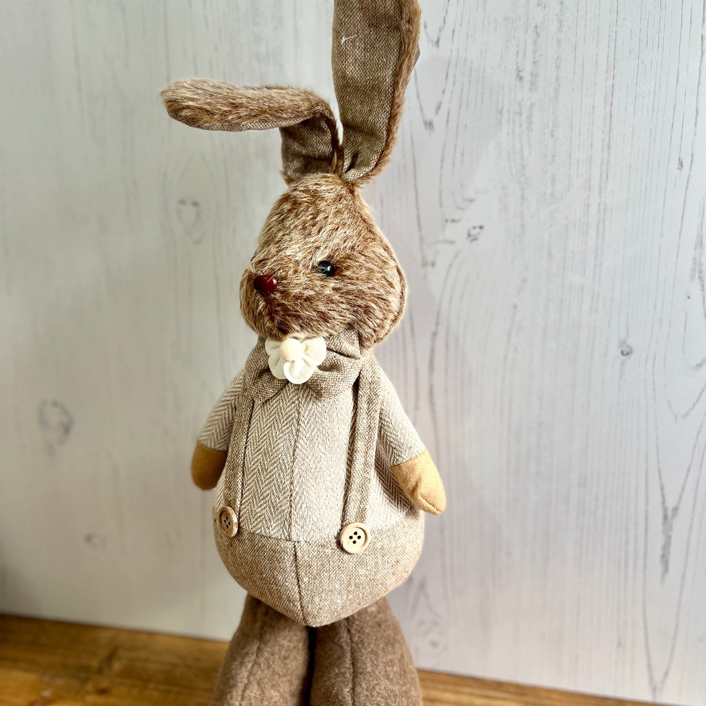 Freestanding Plush Bunny Figurine – Mr or Mrs Bunny, Rustic Easter Decor, Farmhouse Spring Ornament, Cute Plush Rabbit Decoration