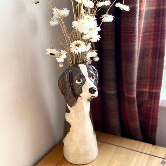 Tall Springer Spaniel Ceramic Vase
