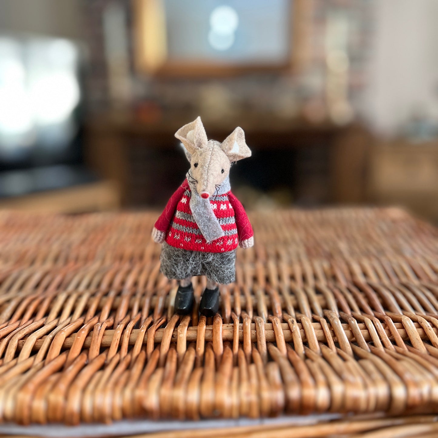 Felt Christmas Mouse with Red Jumper