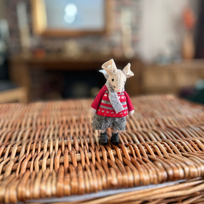 Felt Christmas Mouse with Red Jumper