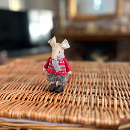 Felt Christmas Mouse with Red Jumper