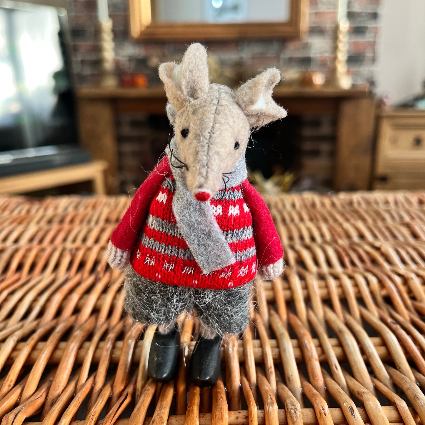 Felt Christmas Mouse with Red Jumper