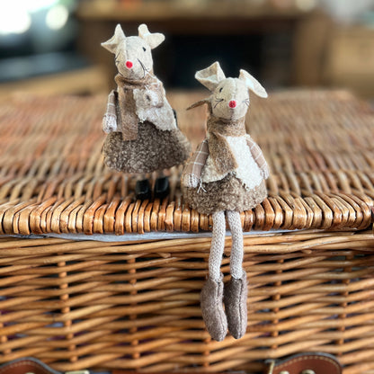 Beige Fabric Mouse Shelf Sitters