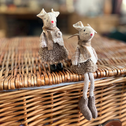 Beige Fabric Mouse Shelf Sitters