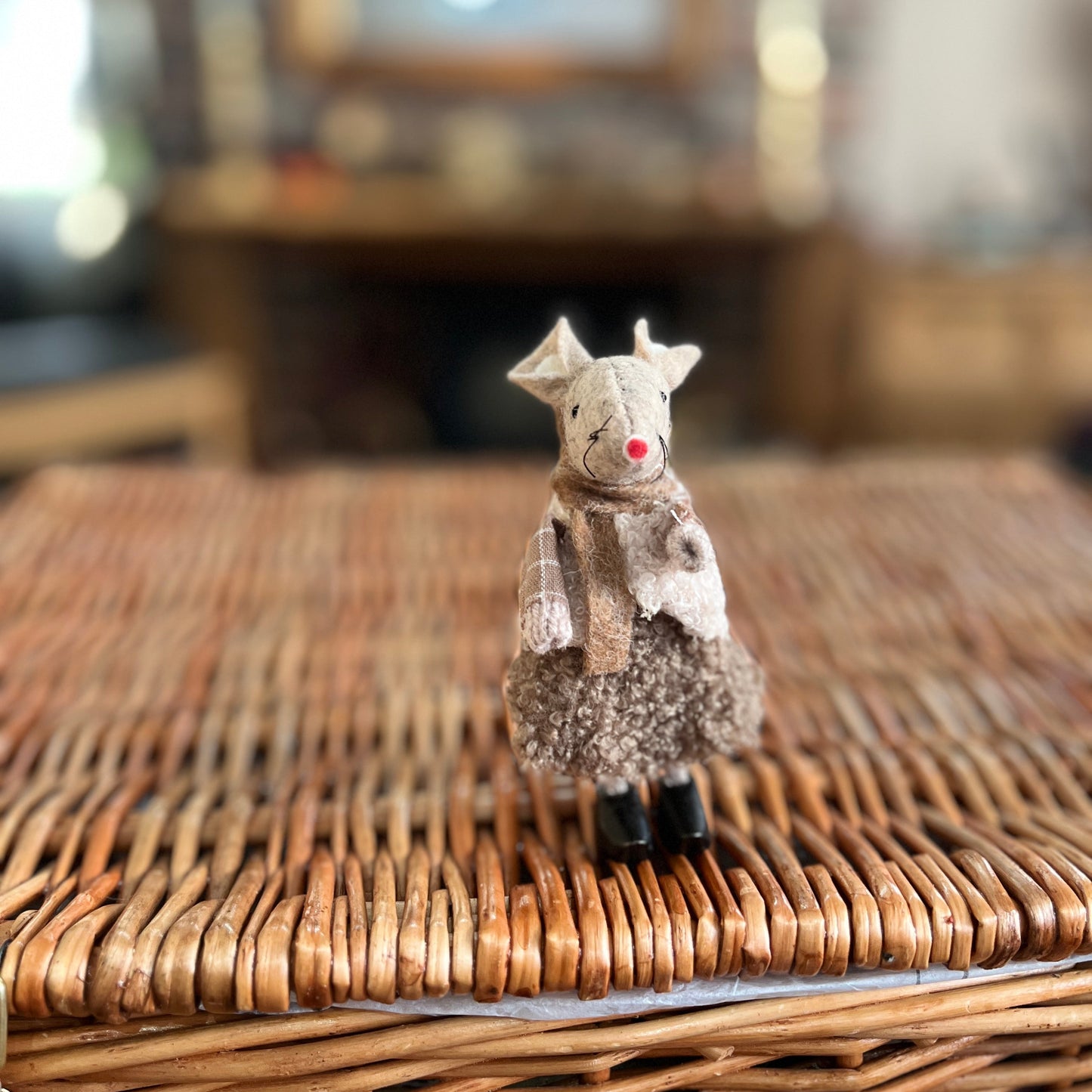 Beige Fabric Mouse Shelf Sitters