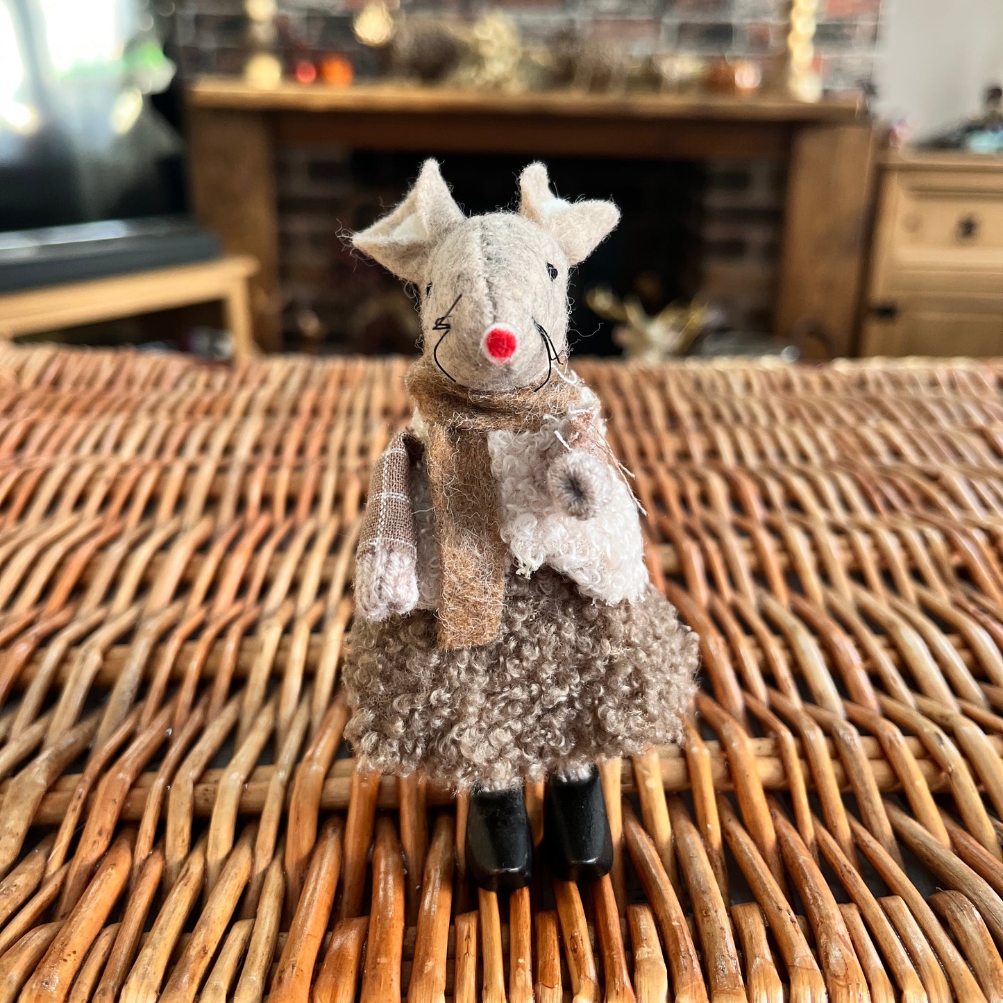 Beige Fabric Mouse Shelf Sitters