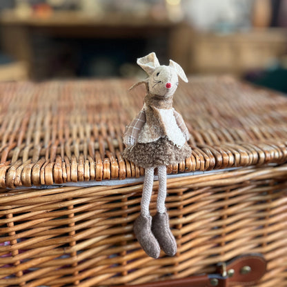 Beige Fabric Mouse Shelf Sitters