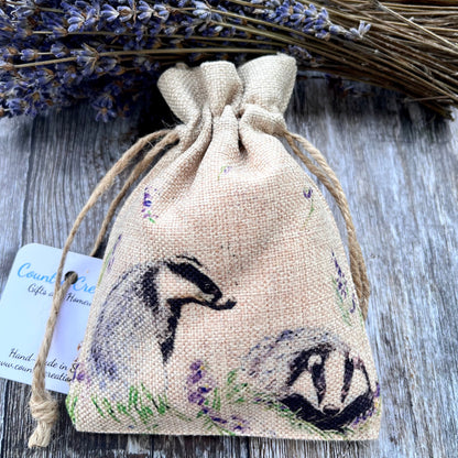 Close Up of Badger Design Lavender Bag