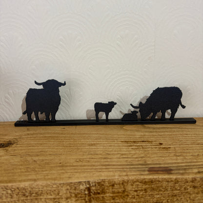 Highland Cow Family Silhouette Topper
