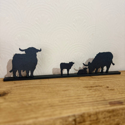 Highland Cow Family Silhouette Topper