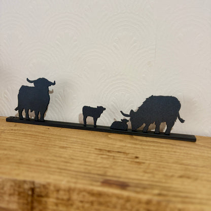 Highland Cow Family Silhouette Topper