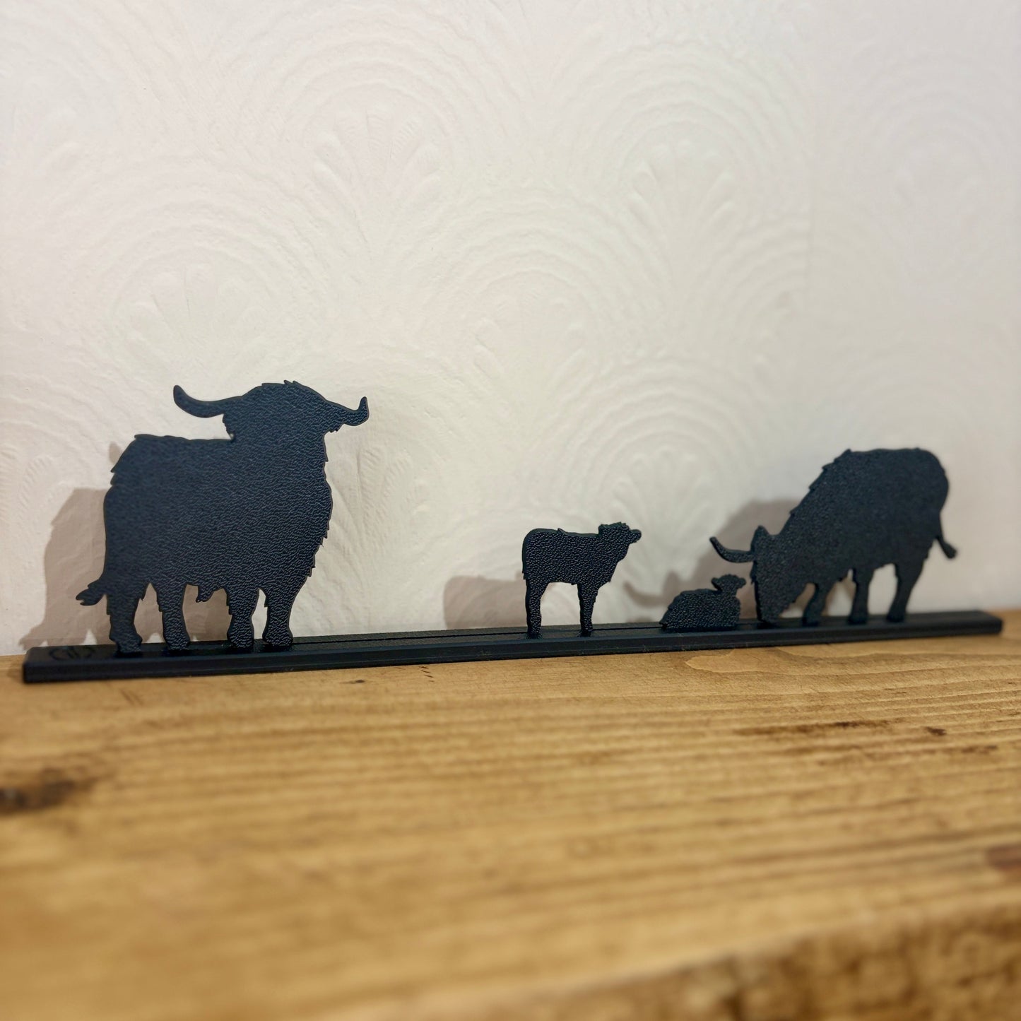 Highland Cow Family Silhouette Topper