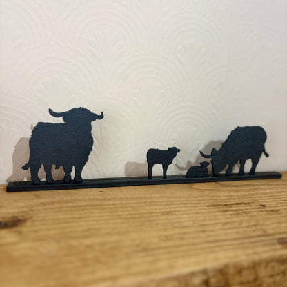 Highland Cow Family Silhouette Topper