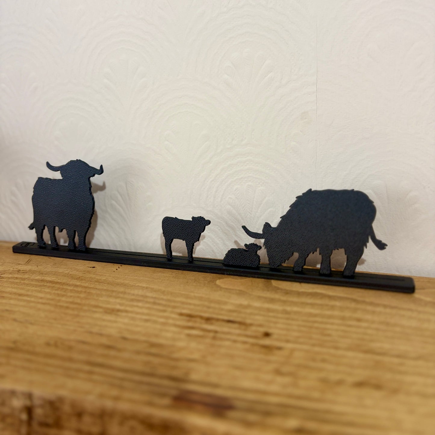 Highland Cow Family Silhouette Topper