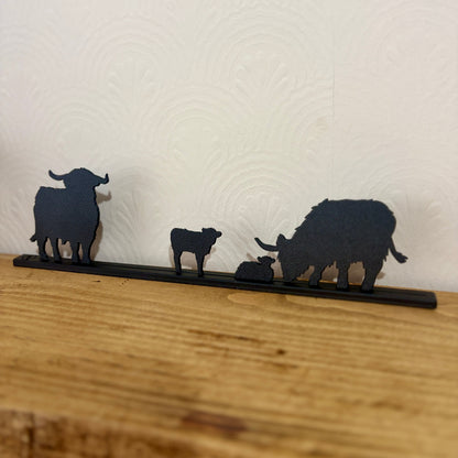 Highland Cow Family Silhouette Topper