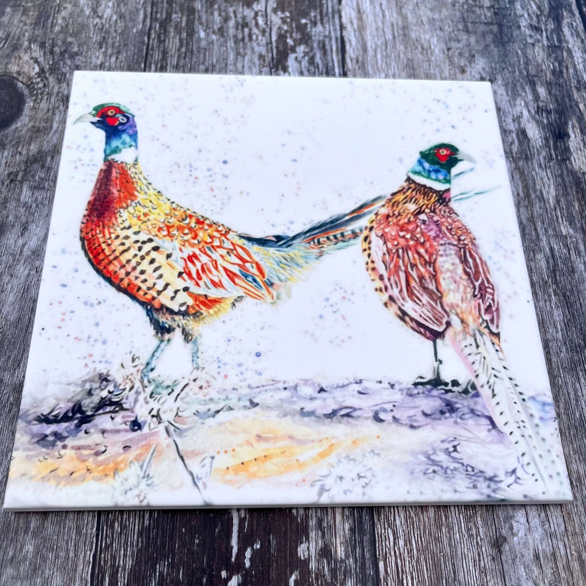 Square Pheasant Trivet Angled Picture