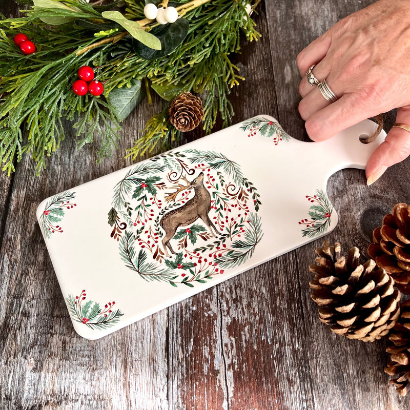 Ceramic Christmas Stag Trivet With Hand