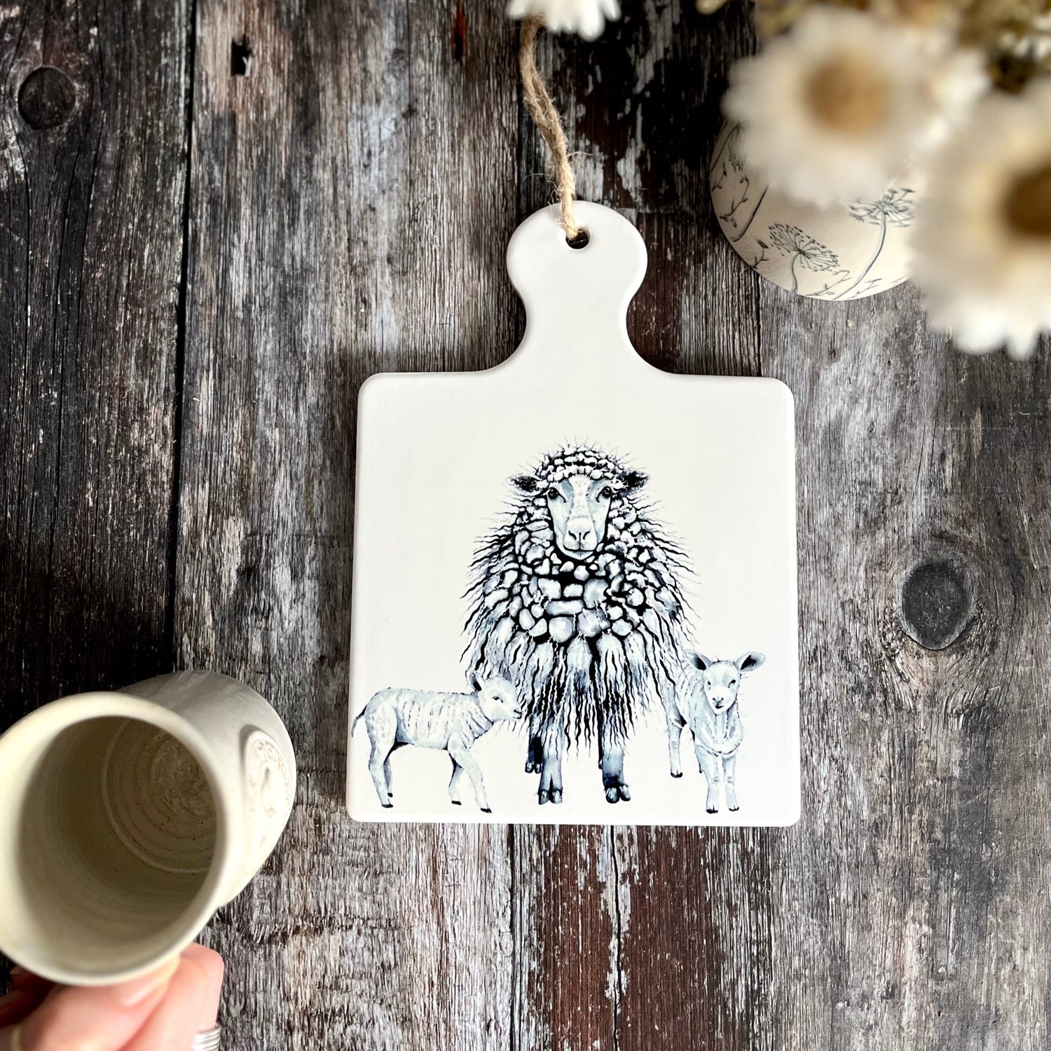 Ceramic Sheep Trivet Lifestyle Shot