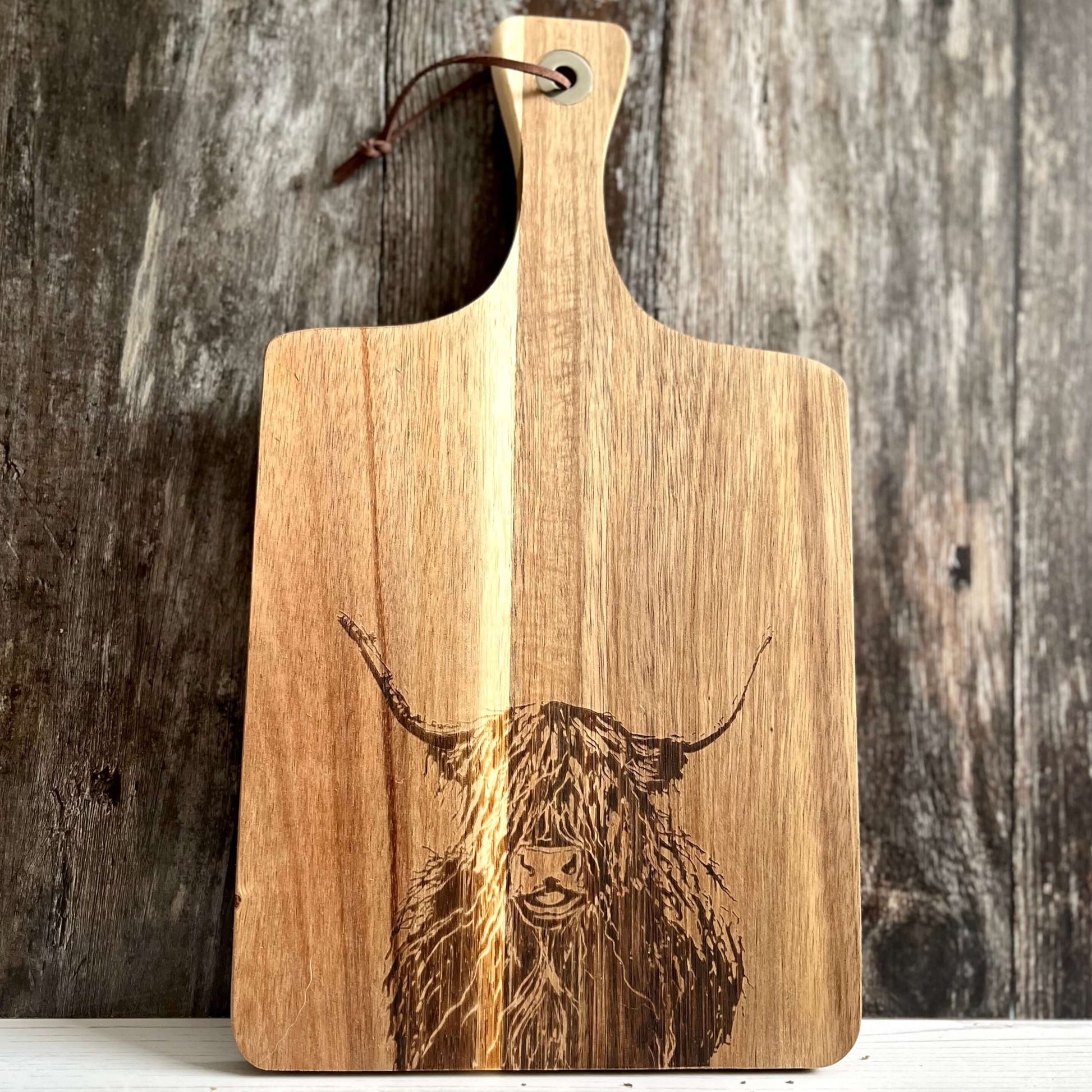 Highland Cow Cutting Board Close Up From Bottom