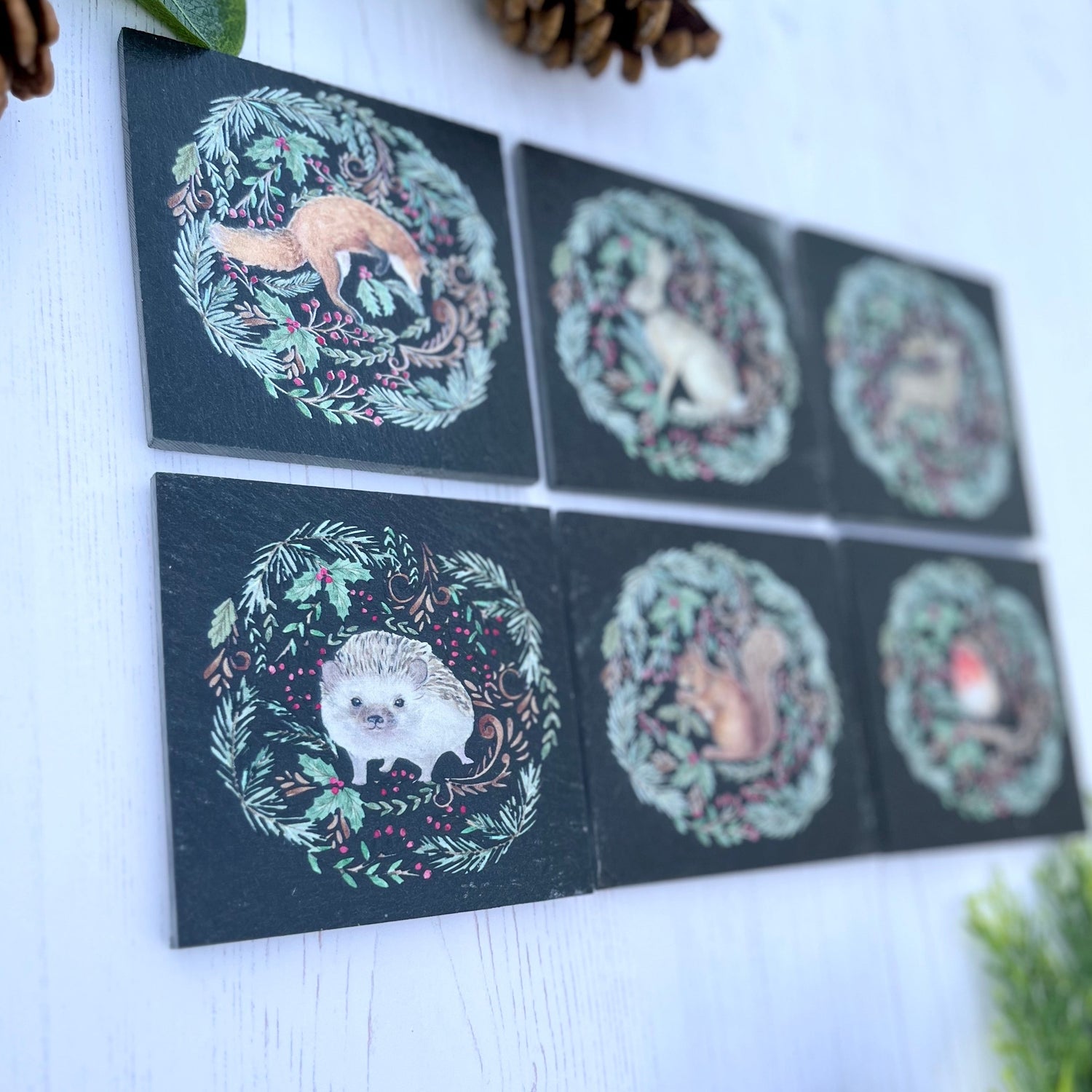 Woodland Animal Coaster Set From Left Angle