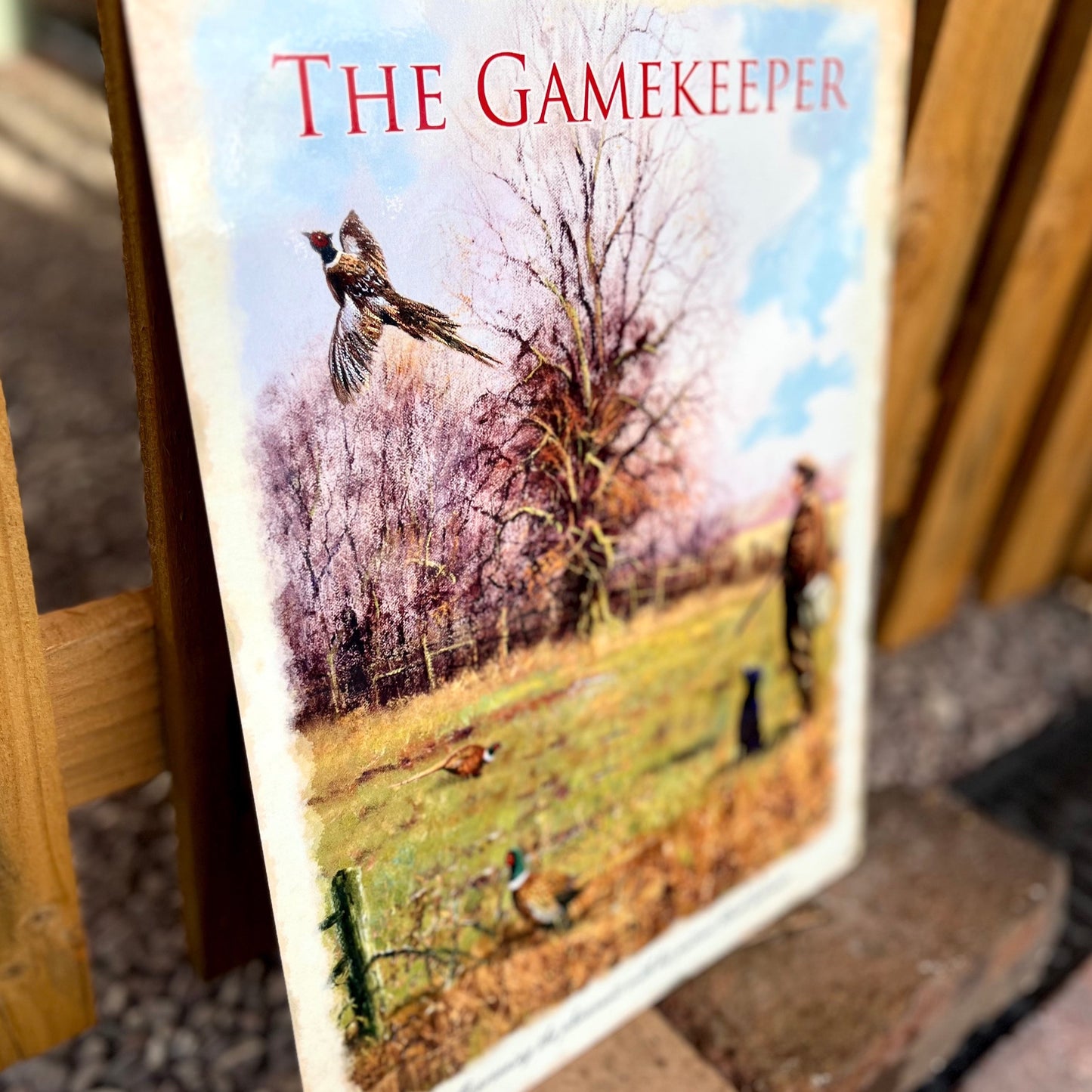 The Gamekeeper Metal Sign From Left Hand Side