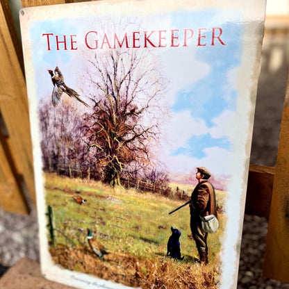 The Gamekeeper Metal Sign From Right Hand Side