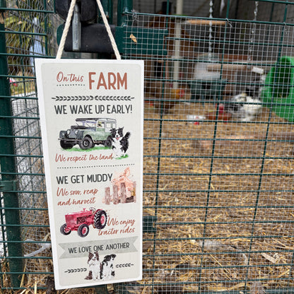 On This Farm Long Wooden Plaque