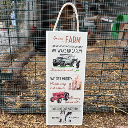 On This Farm Long Wooden Plaque