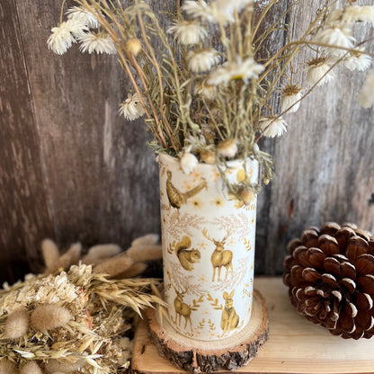 Woodland Animal Vase From Above With Flowers