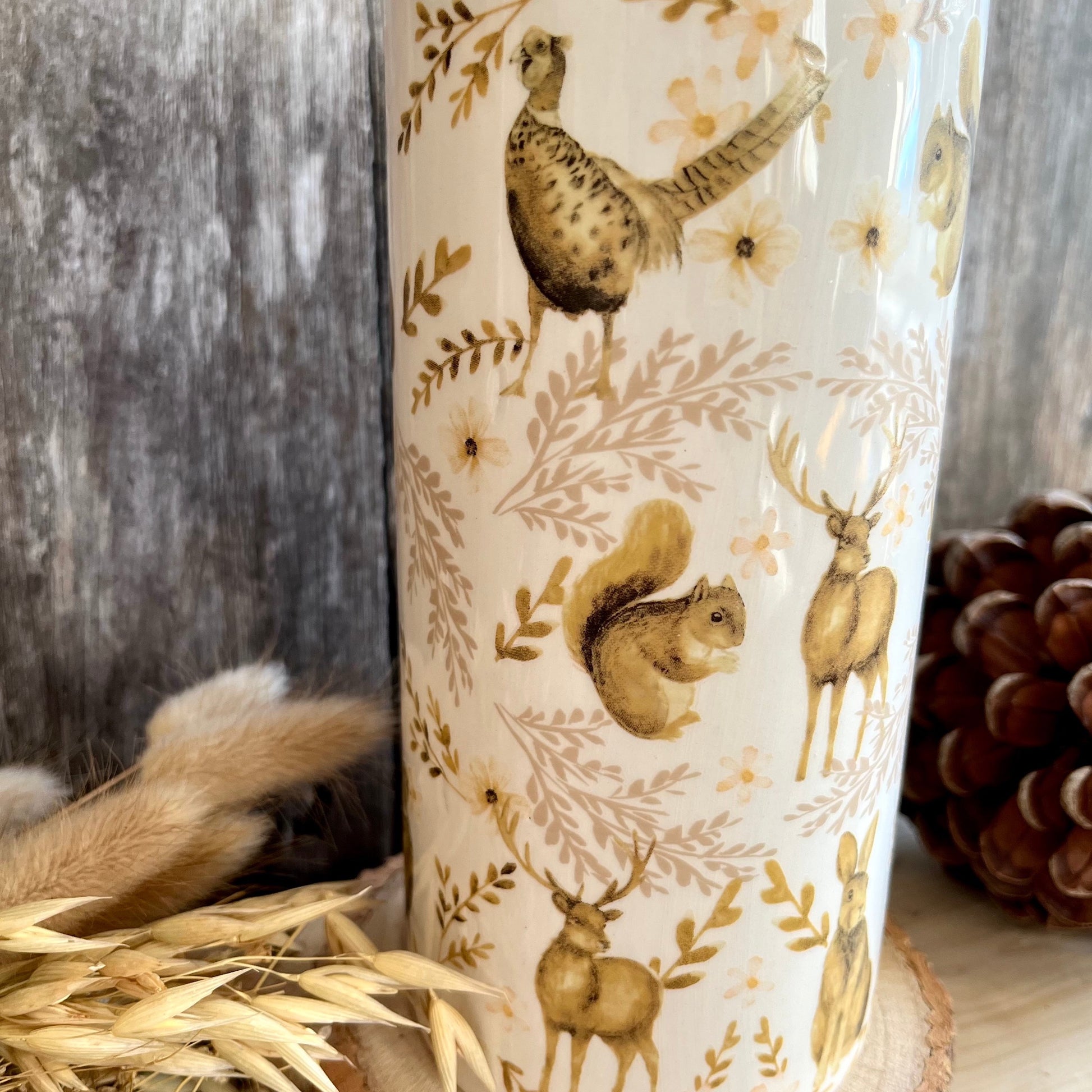 Woodland Animal Vase From The Left Hand Side