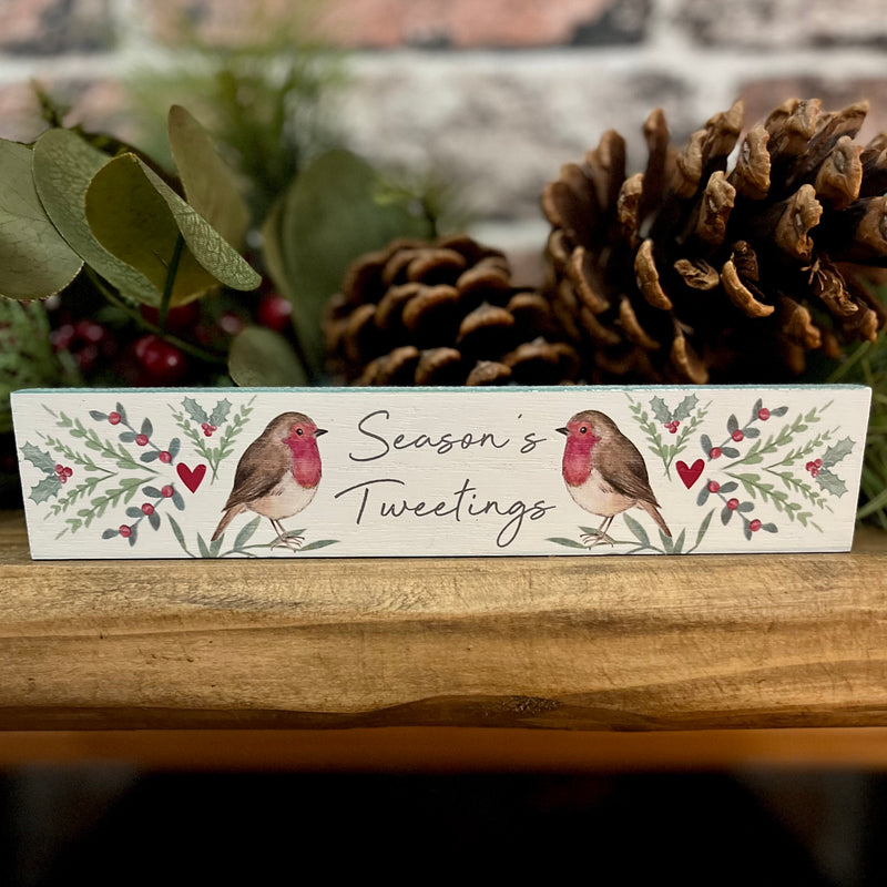 Glitter Robin Wooden Block | Christmas Table Favour