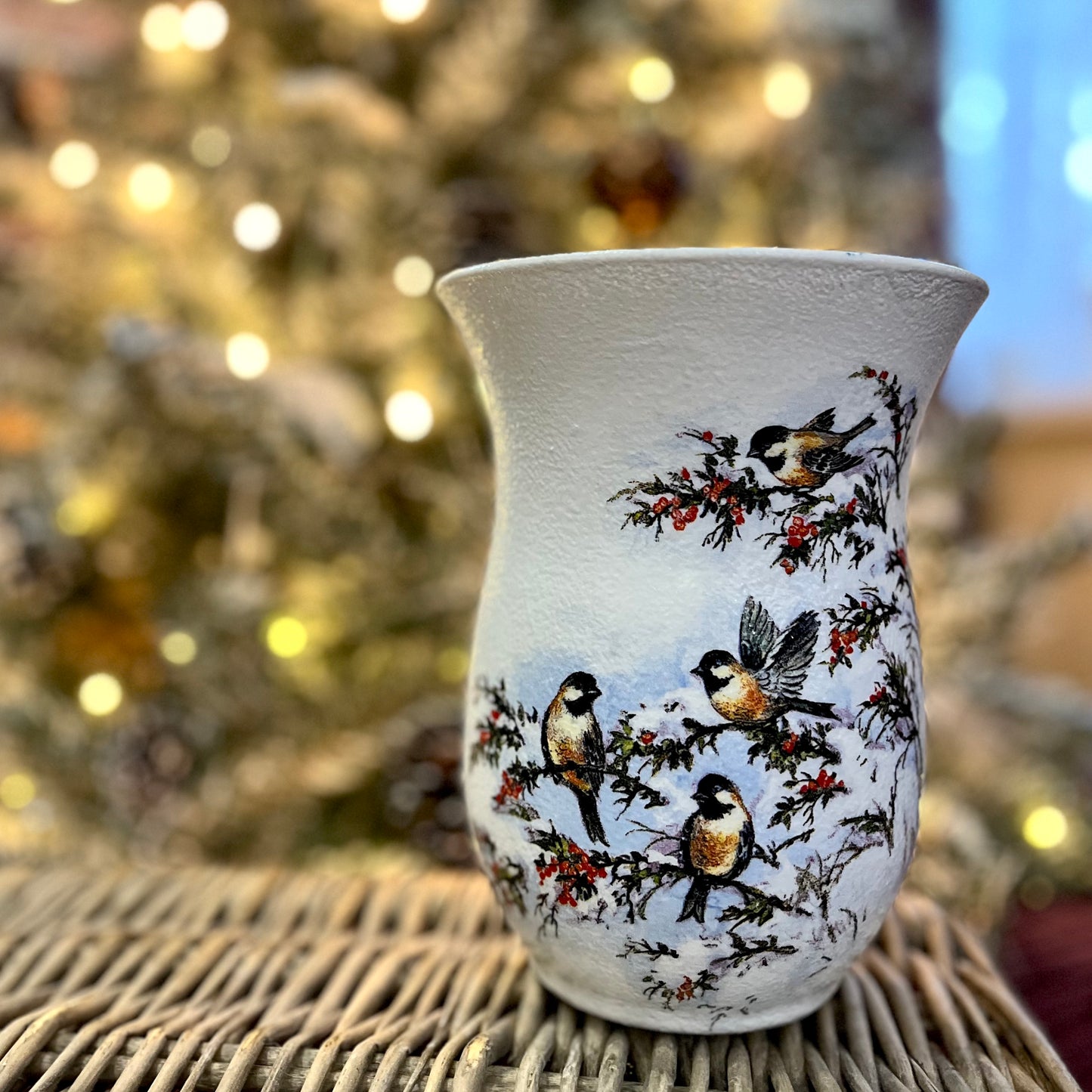 Winter Bird Glass Vase | Handmade Gift
