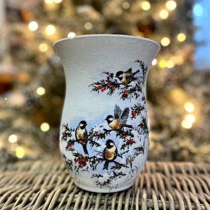 Winter Bird Glass Vase | Handmade Gift