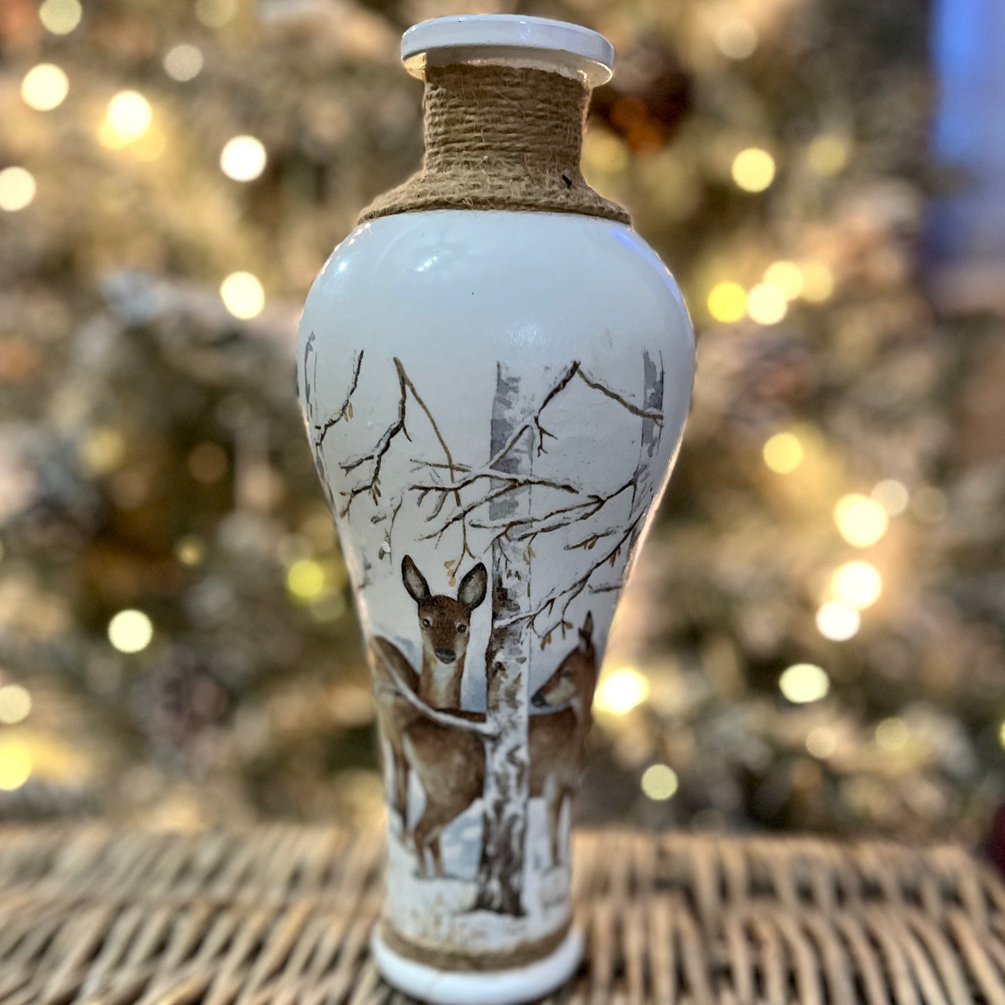 Small Winter Deer Vase | Christmas Stem Vase