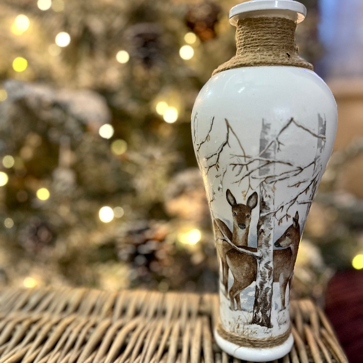 Small Winter Deer Vase | Christmas Stem Vase