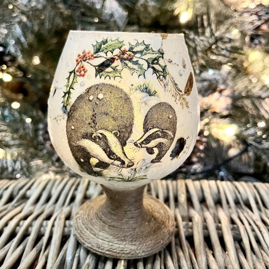 Small Badger Candle Holder | Christmas Decor