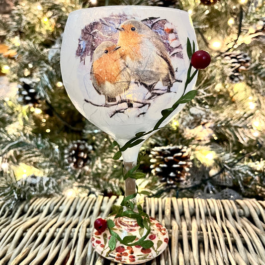 Large Robin Candle Holder | Christmas Decoration