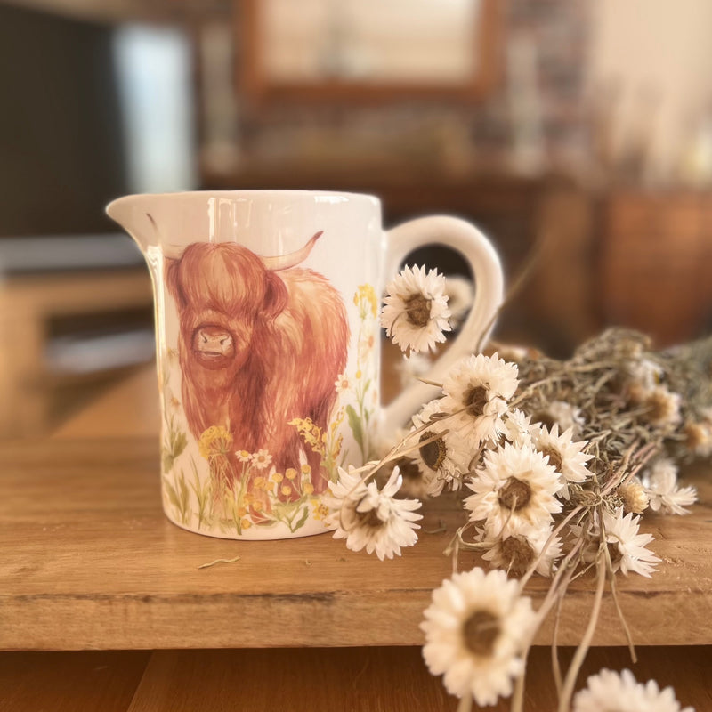 Spring Highland Cow Jug Display