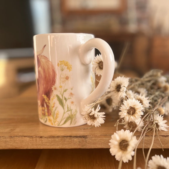 Spring Highland Cow Jug From The Back With Handle