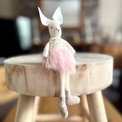Pink Fluffy Bunny on Stool