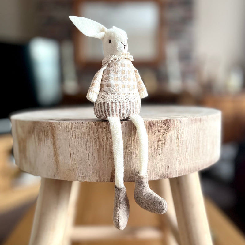 Natural Checkered Bunny on Stool