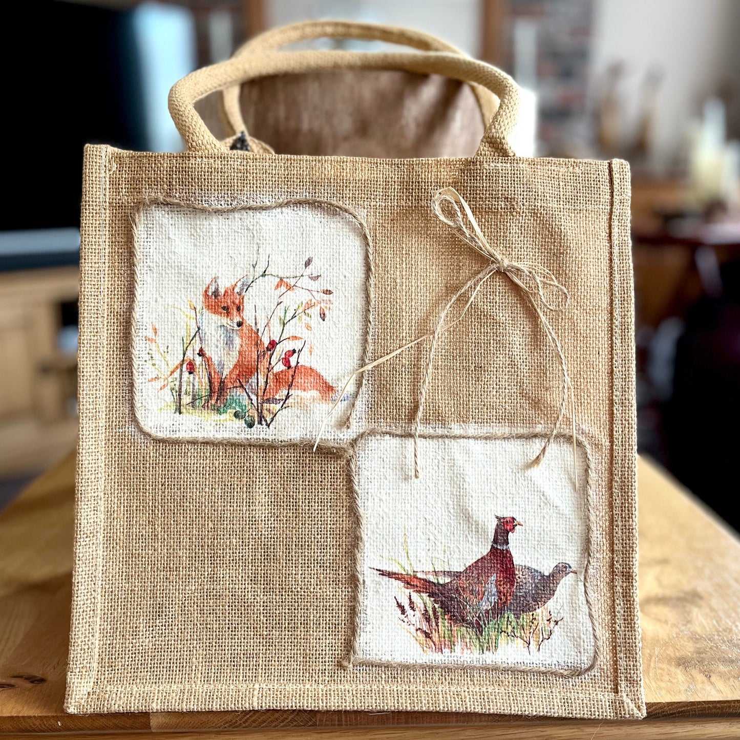 Fox & Pheasant Jute Bag