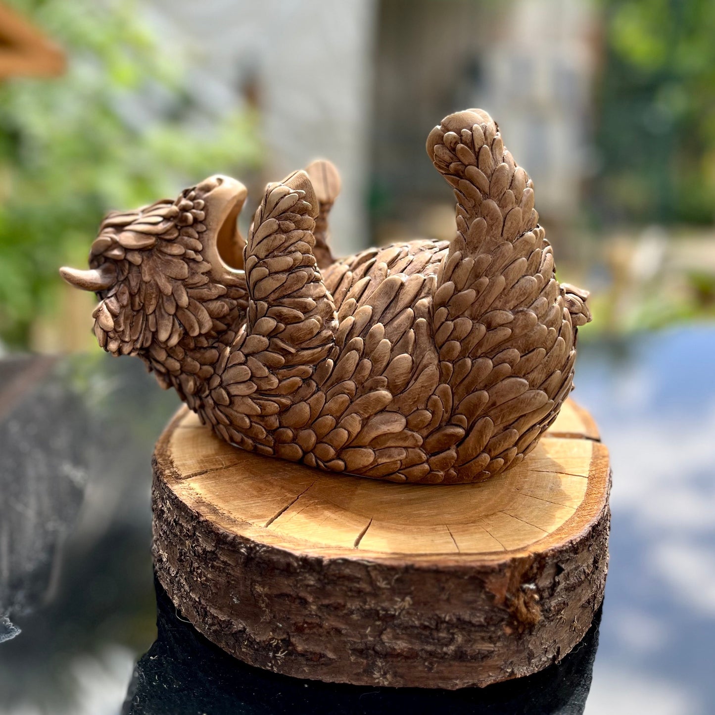 Highland Cow Bottle Holder Displayed Empty on a Garden Table