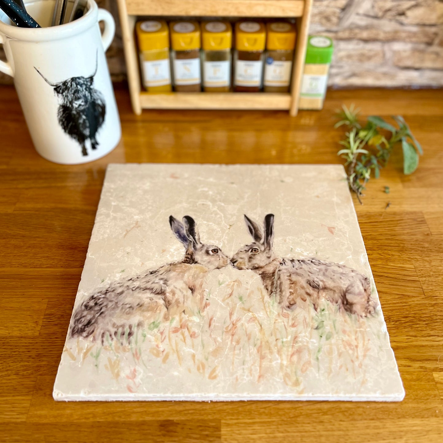 Large Hare Marble Worktop Saver