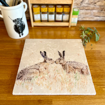 Large Hare Marble Worktop Saver