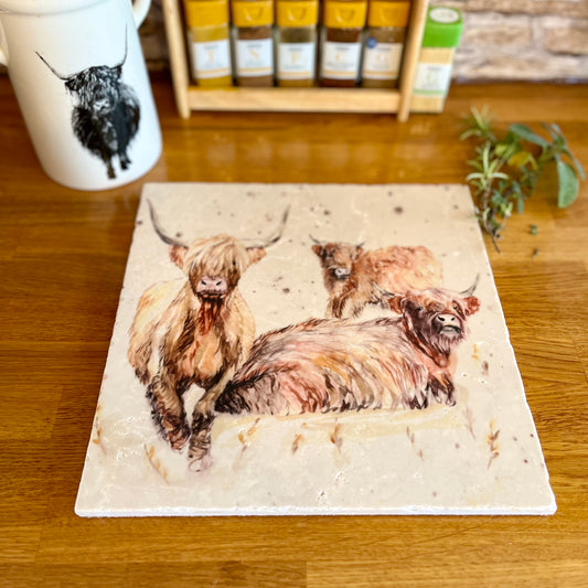 Large Highland Family Marble Trivet