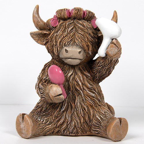 Highland Cow Hair-Doo Resin Figurine