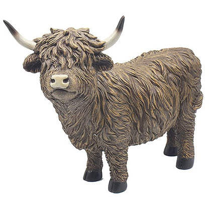 Statue of a highland cow on a white background