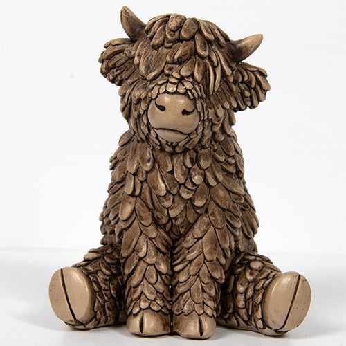 Sitting Highland Cow Resin Figurine